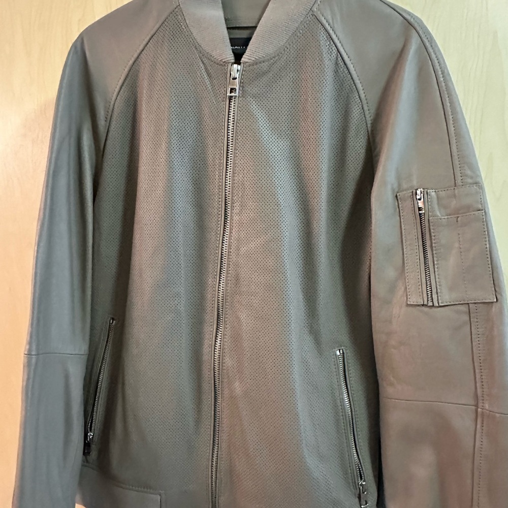 Michael Kors Tan Lamb Skin Leather Jacket.